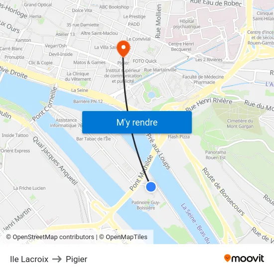 Ile Lacroix to Pigier map