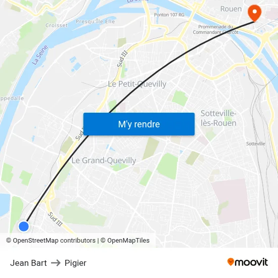Jean Bart to Pigier map