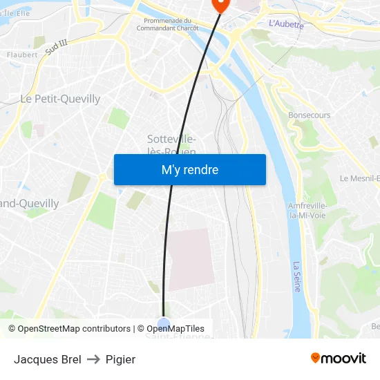 Jacques Brel to Pigier map