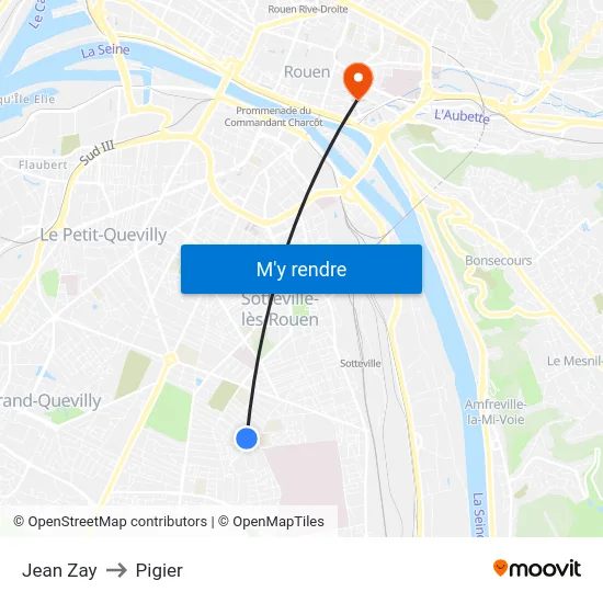 Jean Zay to Pigier map
