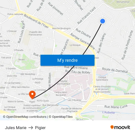 Jules Marie to Pigier map