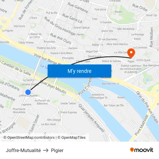 Joffre-Mutualité to Pigier map