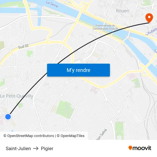 Saint-Julien to Pigier map