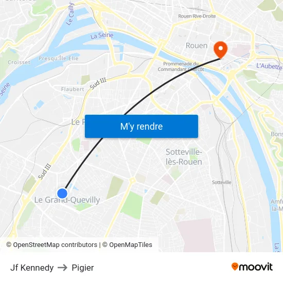 Jf Kennedy to Pigier map