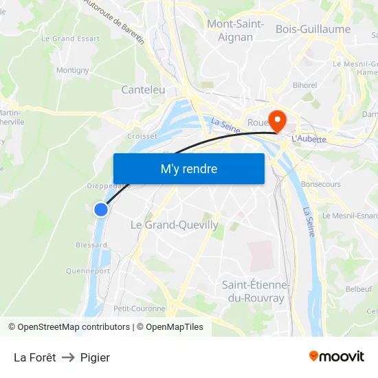 La Forêt to Pigier map