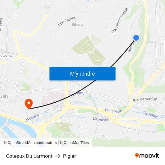 Coteaux Du Larmont to Pigier map