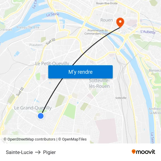 Sainte-Lucie to Pigier map
