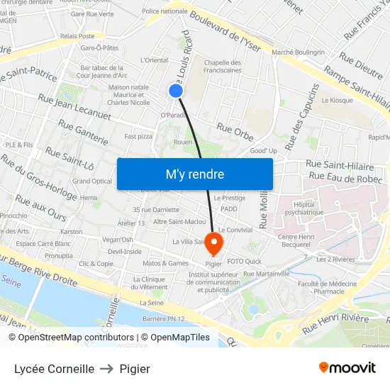 Lycée Corneille to Pigier map