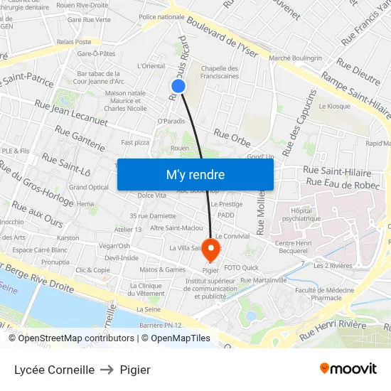 Lycée Corneille to Pigier map