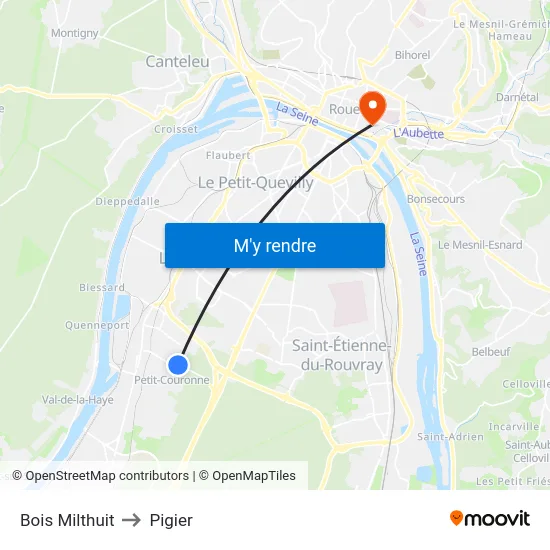 Bois Milthuit to Pigier map