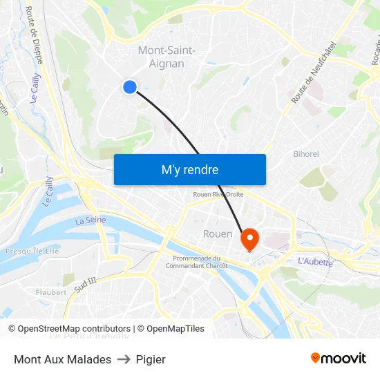 Mont Aux Malades to Pigier map