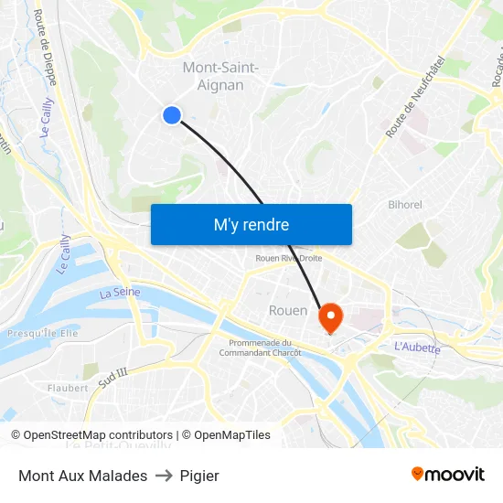 Mont Aux Malades to Pigier map