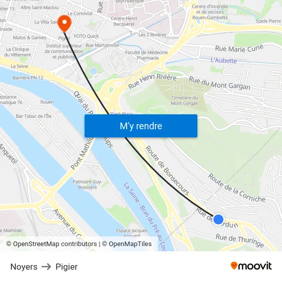 Noyers to Pigier map