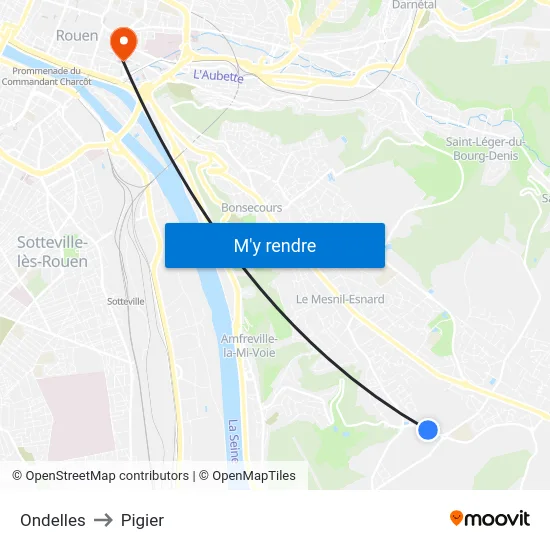 Ondelles to Pigier map