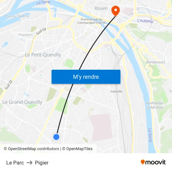 Le Parc to Pigier map