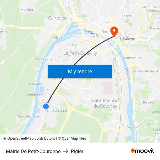 Mairie De Petit-Couronne to Pigier map