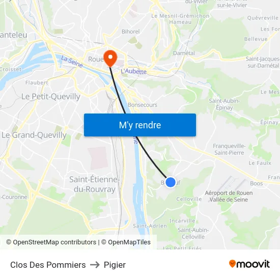 Clos Des Pommiers to Pigier map