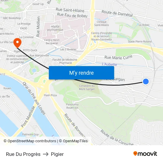 Rue Du Progrès to Pigier map
