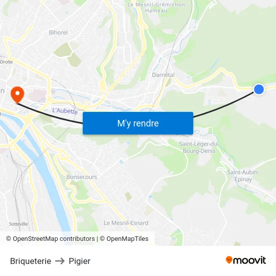 Briqueterie to Pigier map