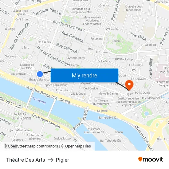 Théâtre Des Arts to Pigier map