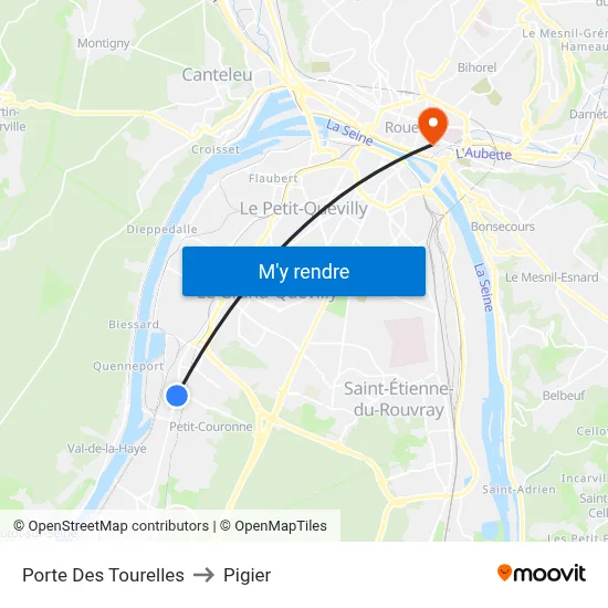 Porte Des Tourelles to Pigier map