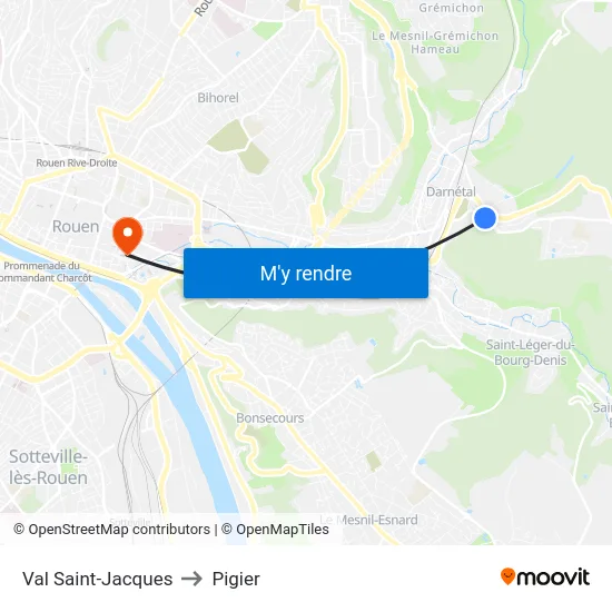 Val Saint-Jacques to Pigier map