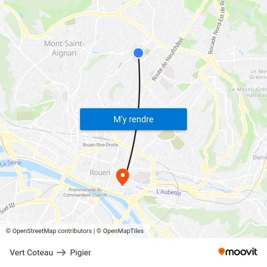 Vert Coteau to Pigier map