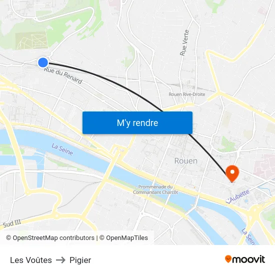 Les Voûtes to Pigier map