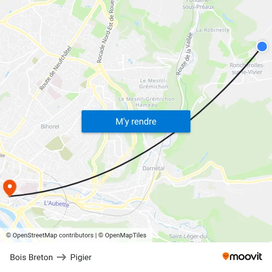 Bois Breton to Pigier map