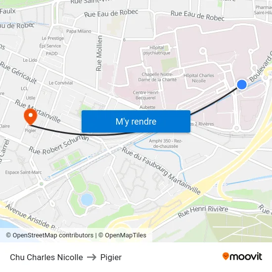 Chu Charles Nicolle to Pigier map