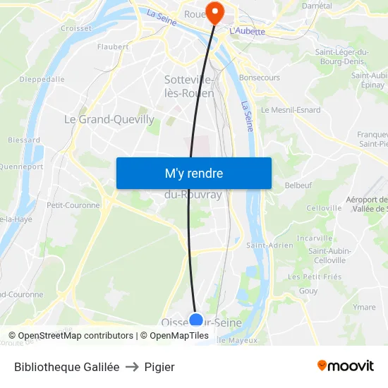 Bibliotheque Galilée to Pigier map