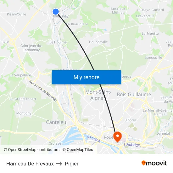 Hameau De Frévaux to Pigier map