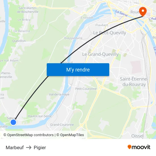 Marbeuf to Pigier map