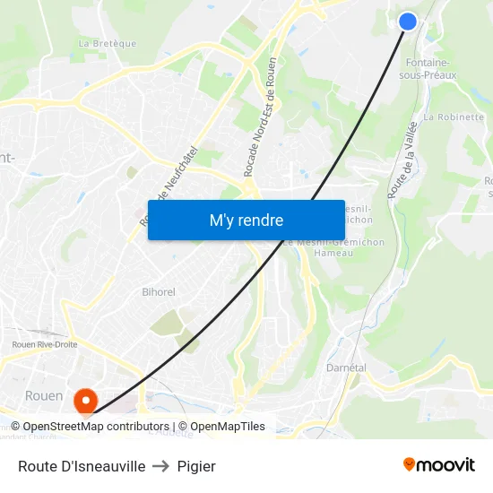 Route D'Isneauville to Pigier map