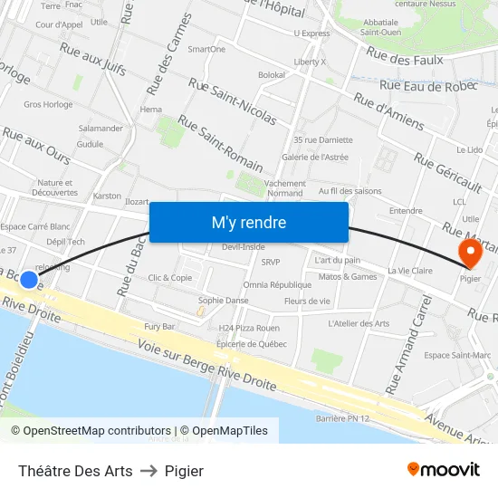 Théâtre Des Arts to Pigier map