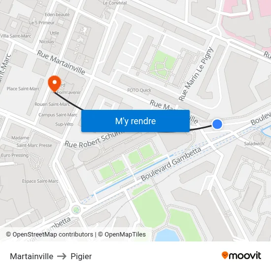 Martainville to Pigier map