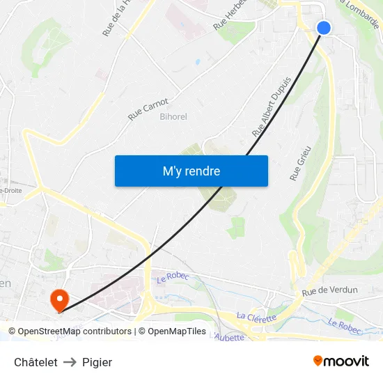 Châtelet to Pigier map