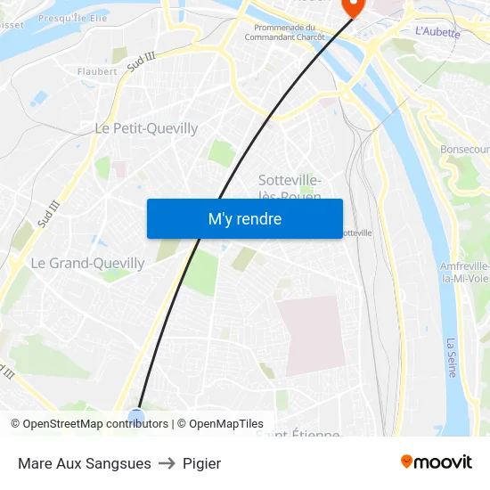 Mare Aux Sangsues to Pigier map
