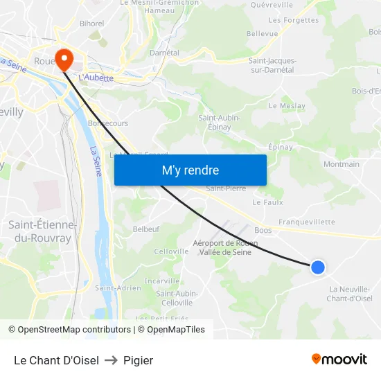 Le Chant D'Oisel to Pigier map