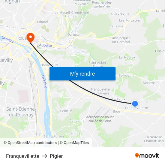 Franquevillette to Pigier map