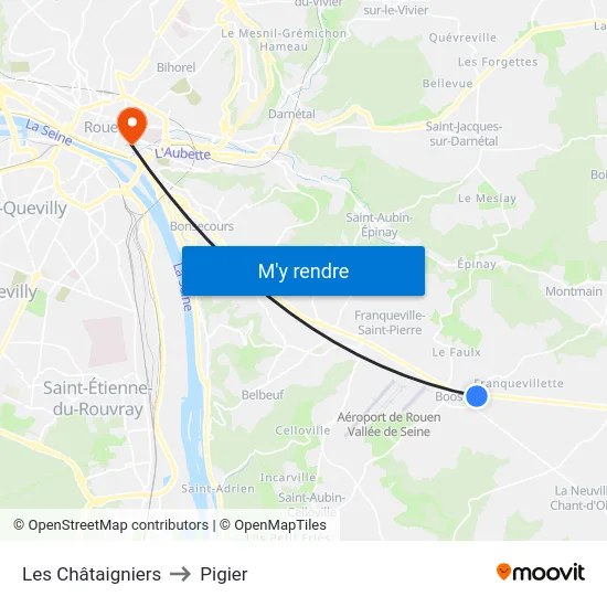 Les Châtaigniers to Pigier map