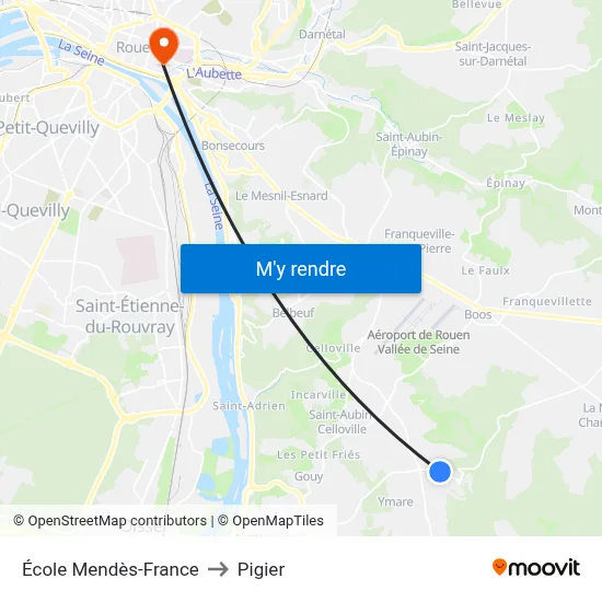 École Mendès-France to Pigier map