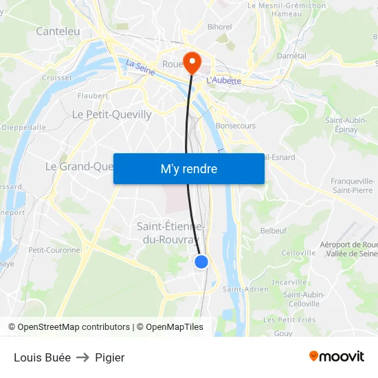 Louis Buée to Pigier map