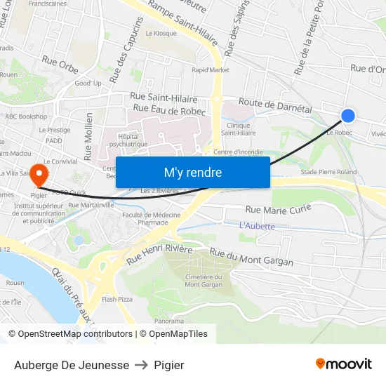 Auberge De Jeunesse to Pigier map