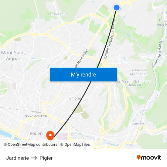 Jardinerie to Pigier map