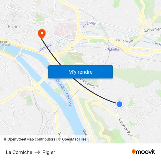 La Corniche to Pigier map