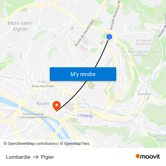 Lombardie to Pigier map