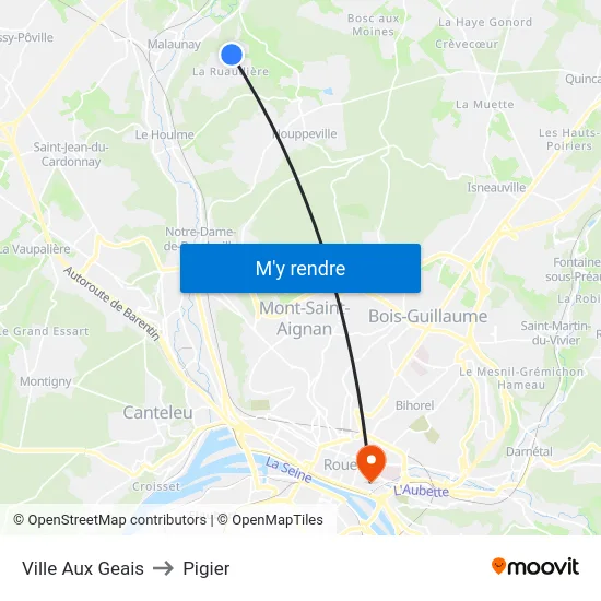 Ville Aux Geais to Pigier map