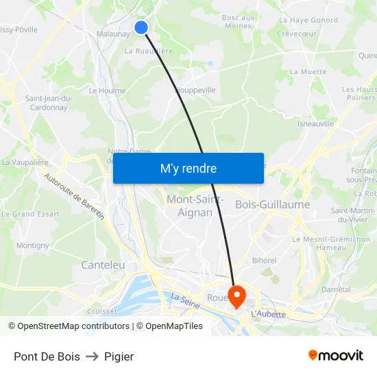 Pont De Bois to Pigier map