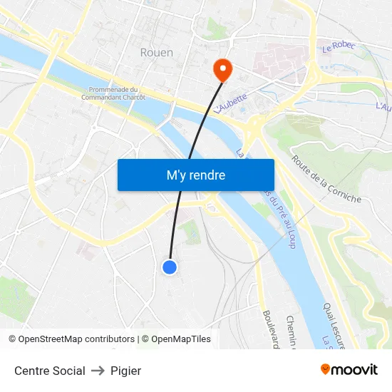 Centre Social to Pigier map